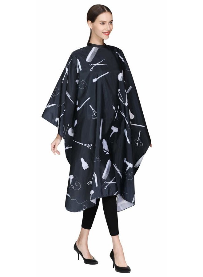 Perfehair عباءة قص الشعر للحلاقين، ثوب تصفيف الشعر الاحترافي مع إغلاق بالضغط - أسود - Image 1