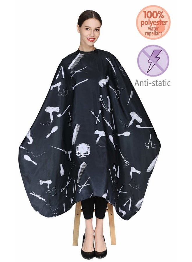 Perfehair عباءة قص الشعر للحلاقين، ثوب تصفيف الشعر الاحترافي مع إغلاق بالضغط - أسود - Image 4