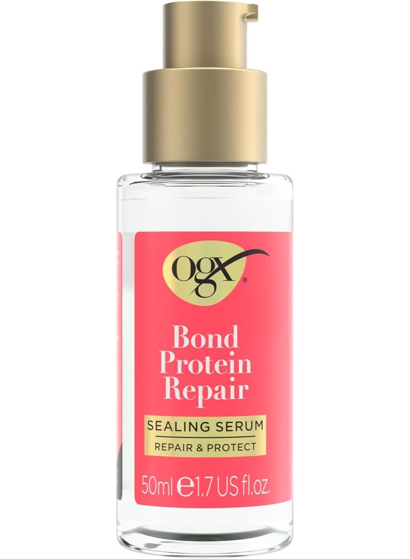 OGX Bond Protein Repair Sealing Hair Serum, Repair & Protect, 8percent Bond Complex, up to 5x Stronger Hair Even After 5 Washes, for Fine Hair, 50ml