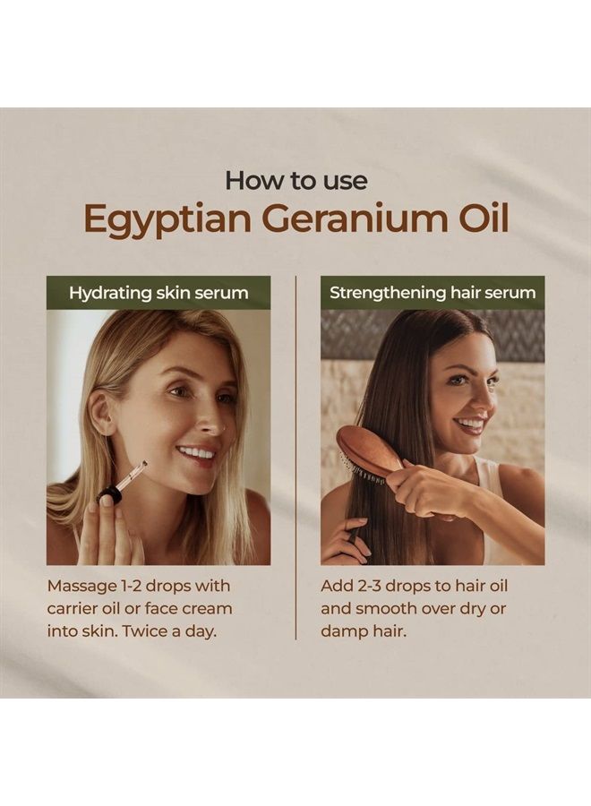gya labs Egyptian Geranium Essential Oil - 100% Natural Aromatherapy Geranium Essential Oil for Skin, Hair, Body Massage & Diffuser (0.34 fl oz) - Image 3