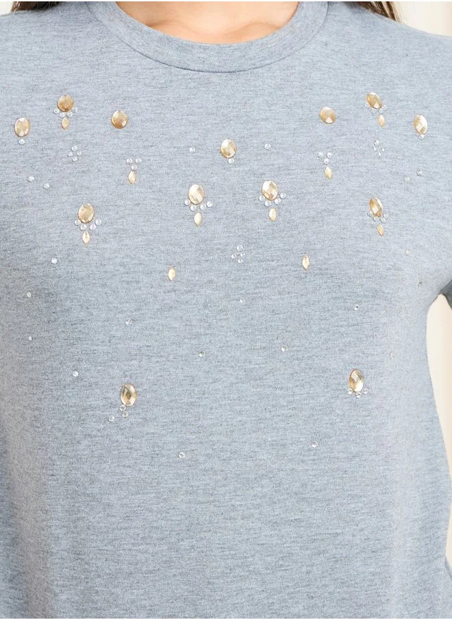 ستايلي Embellished Round Neck Regular Fit T-shirt