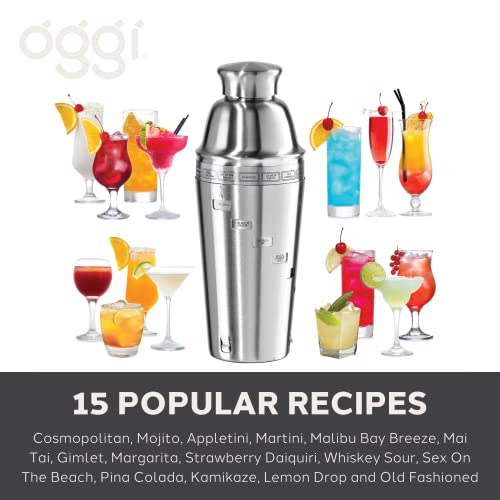 OGGI Dial A Drink Cocktail Shaker - Stainless Steel, 15 Recipes, Built in Strainer, 34 oz - The Original and Only Dial A Drink - Ideal Home Bar Drink Mixer, Bartender Kit, Essential Bar Accessories - Image 2