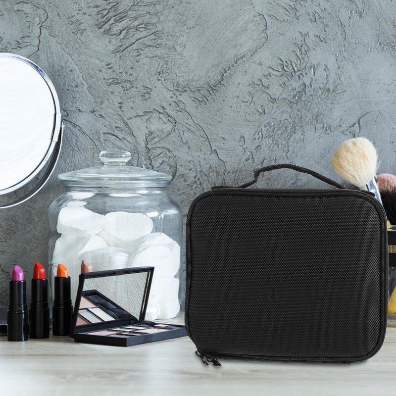 Multi Layer Portable Makeup Bag Black Travel Toiletry Organizer With Handle - Image 5