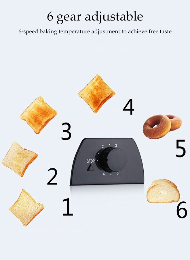 DUNISO Toaster, Breakfast Maker, Double-Sided Warming, 6 Toast Settings, Defrost, Reheat and Cancel Function, Wide Slots, Dual Independent Toast Settings, Removable Crumb Tray, Anti-Stick Design, Stainless Steel, Black  - Image 4