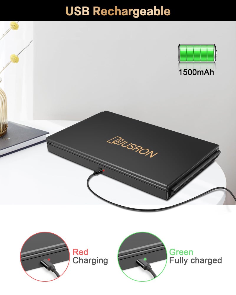 JUSRON 360 Viewing Angle Self Hair Cutting Mirror, Clear Anti-Fog HD Glass, USB Rechargeable, Easy to Use, Height Adjustable, Portable, Good Choice for Gifts - Image 3