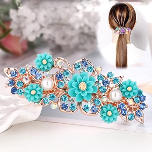 Melodio 2PCS Women’s Colorful Floral Rhinestone Butterfly Hair Clips, Korean Fashion Ponytail Spring Barrettes, Elegant Hair Accessories for Women and Girls - Image 5