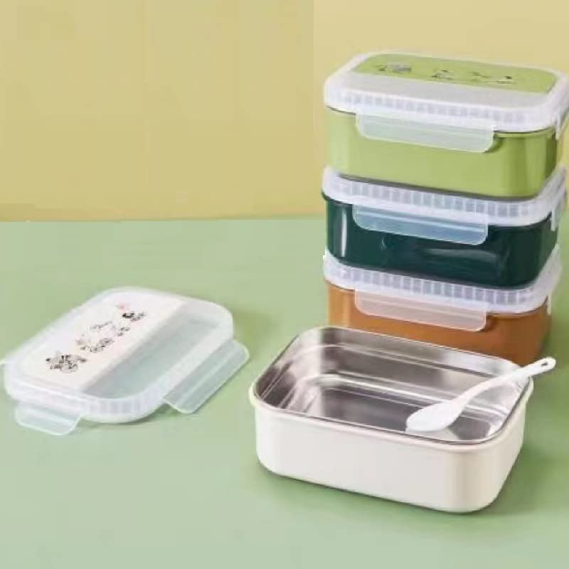 RIVUGJA Insulated Stainless Steel Plastic Double Wall Lunch Box with Air Tight Spill Proof Lid Tiffin Boxes for Kids Men Women for School Office CollegeMulticolor - Image 2