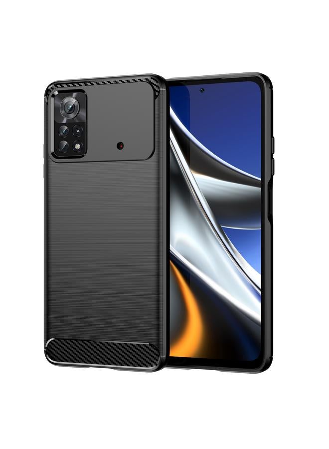Case For Xiaomi Poco X4 Pro 5G Brushed Texture Carbon Fiber TPU Phone Case