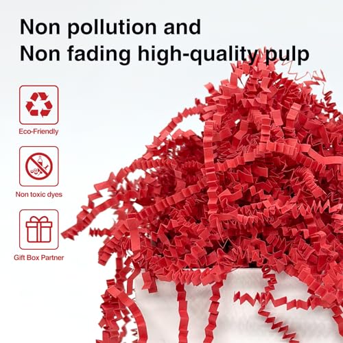 Corlcol 2LB Crinkle Cut Paper Shred Filler for Bag Gift Box Basket Confetti Paper Shreded Stuffing Decoration for Valentine's Day(Red) - Image 3