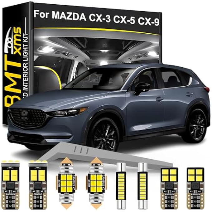 BMT xms طقم إضاءة داخلية LED مكون من 11 قطعة بديلة لسيارة مازدا CX5 CX3 CX9 2007-2024، لمبات بيضاء باردة 6000 كلفن - Image 1