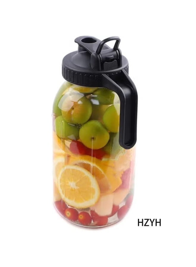 HZYH غطاء إبريق زجاجي واسع الفوهة سعة 2 كوارت (64 أونصة / 1.9 لتر)، وعاء زجاجي متين مانع للتسرب، مناسب للقهوة الباردة، حليب الأم، الشاي المثلج، العصير، الحليب، والمشروبات. - Image 1