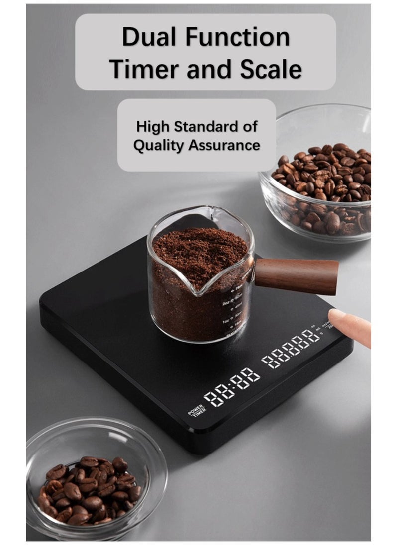 Generic - Digital Coffee Scale with Timer, 3 KG/0.1 g USB Rechargeable Kitchen Scale with LED Screen, Tare and Auto On/Off Functions, Measures in Grams/Ounces/Milliliter (Black)! A Must-Have for Your Everyday Coffee Indulgence! - Image 1