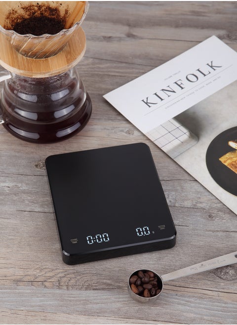 Digital Coffee Scale with Timer, 3 KG/0.1 g USB Rechargeable Kitchen Scale with LED Screen, Tare and Auto On/Off Functions, Measures in Grams/Ounces/Milliliter (Black)! A Must-Have for Your Everyday Coffee Indulgence!