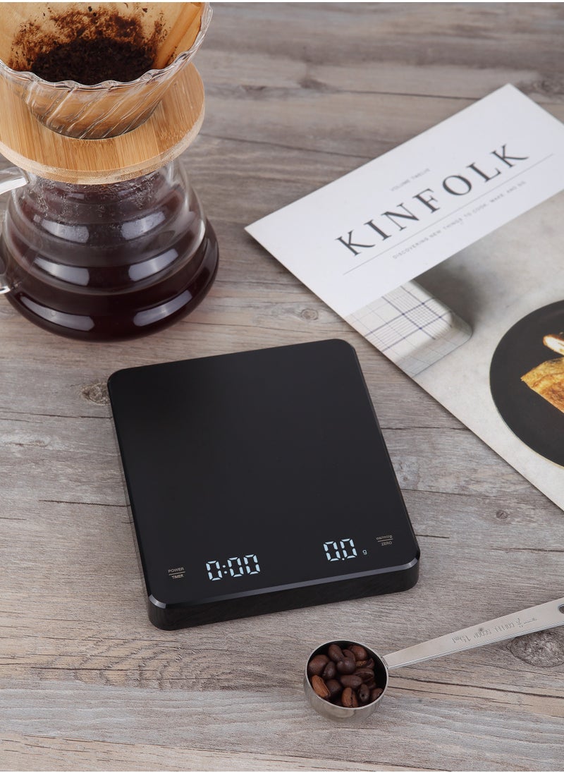 Generic - Digital Coffee Scale with Timer, 3 KG/0.1 g USB Rechargeable Kitchen Scale with LED Screen, Tare and Auto On/Off Functions, Measures in Grams/Ounces/Milliliter (Black)! A Must-Have for Your Everyday Coffee Indulgence! - Image 1