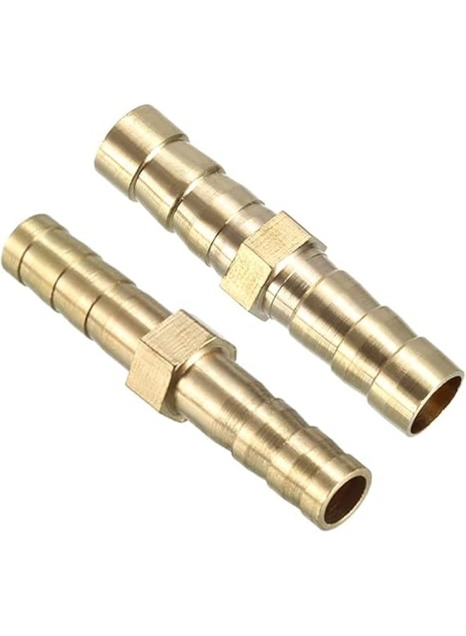 VITION 2 Pack Brass Hose Barb Fitting, 3/8 inch (10mm) Pipe Splicer Joiner Mender Straight Connectors Adapters for Air Fuel Water Oil - Image 1