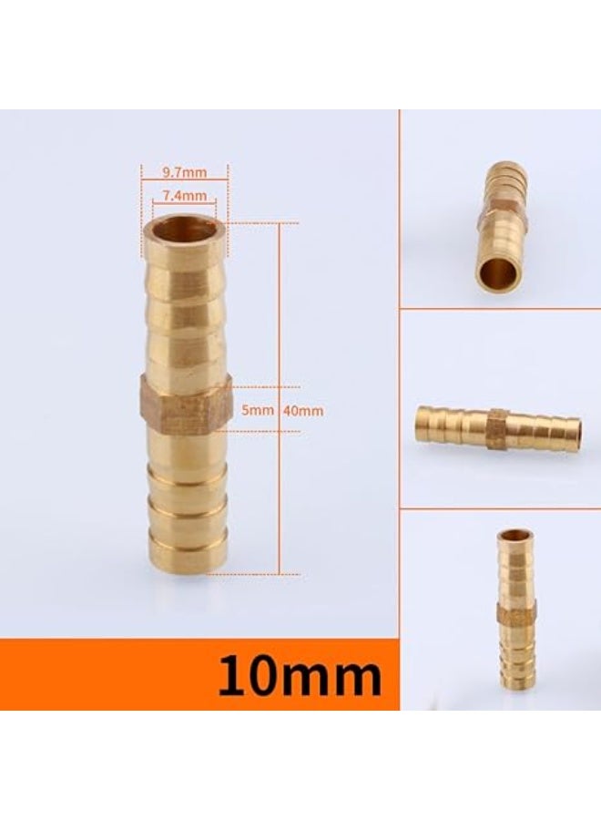 VITION 2 Pack Brass Hose Barb Fitting, 3/8 inch (10mm) Pipe Splicer Joiner Mender Straight Connectors Adapters for Air Fuel Water Oil - Image 2