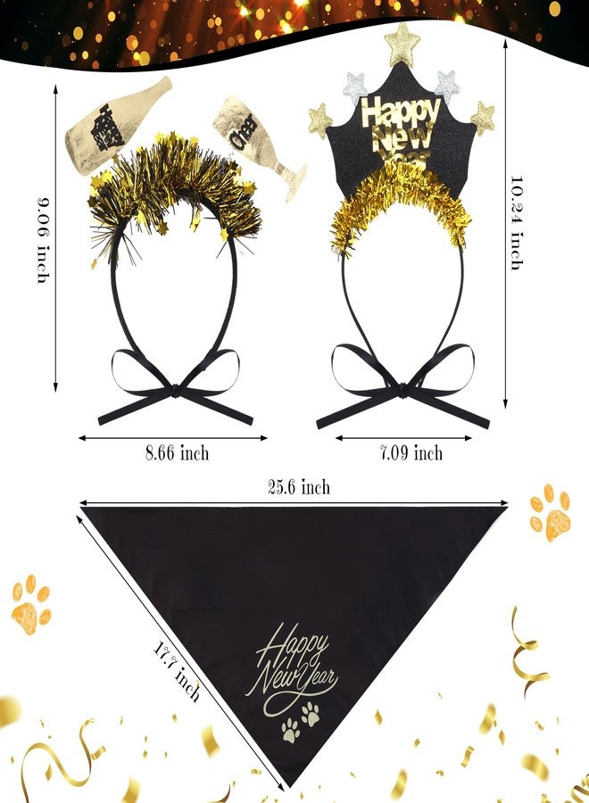 Suhine 6 Pcs Pet Happy New Year Costume Dog Accessories Include Puppy Dogs Tutu Dress Dog New Years Bandana Headband Outfit for Cat Pet Costume Supplies - Image 2