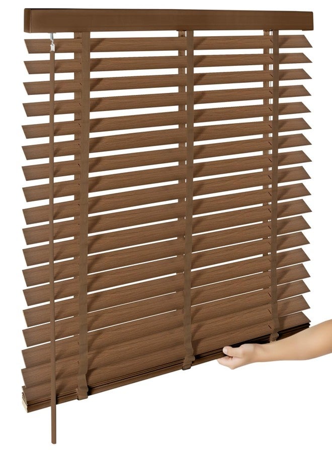 BAYUE 2" Cordless Wood Blinds for Indoor Windows Custom Blackout Blinds Room with Privacy Protection, Cordless Wooden Horizontal Window Shades for Bedroom, Living Room, Office, Bathroom, Kitchen - Image 1
