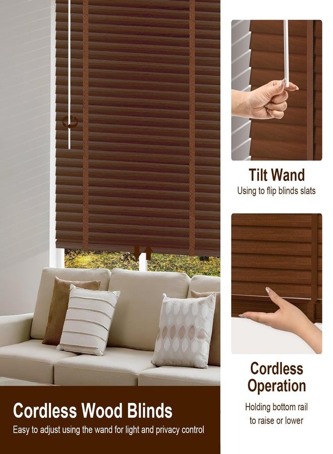 BAYUE 2" Cordless Wood Blinds for Indoor Windows Custom Blackout Blinds Room with Privacy Protection, Cordless Wooden Horizontal Window Shades for Bedroom, Living Room, Office, Bathroom, Kitchen - Image 4