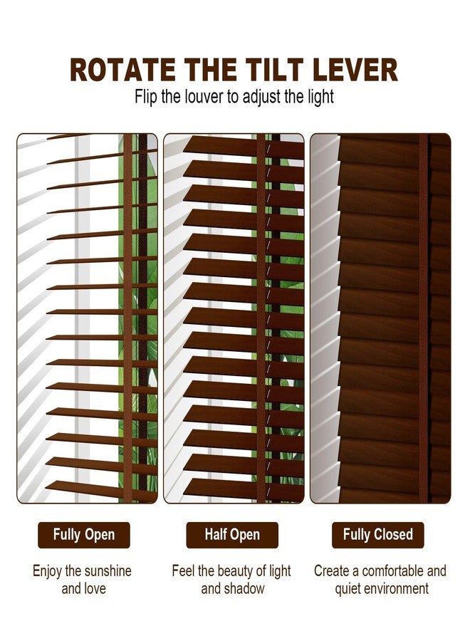 BAYUE 2" Cordless Wood Blinds for Indoor Windows Custom Blackout Blinds Room with Privacy Protection, Cordless Wooden Horizontal Window Shades for Bedroom, Living Room, Office, Bathroom, Kitchen - Image 3