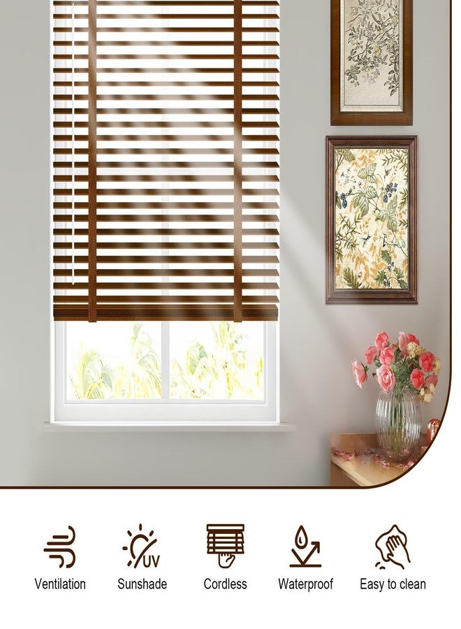 BAYUE 2" Cordless Wood Blinds for Indoor Windows Custom Blackout Blinds Room with Privacy Protection, Cordless Wooden Horizontal Window Shades for Bedroom, Living Room, Office, Bathroom, Kitchen - Image 2