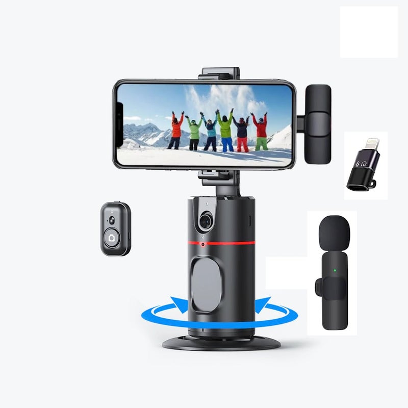 Cubonic P02 AI Intelligent Tracker 360° Auto Face Tracking Smart Rotation Desktop Selfie Gimbal Stabilizer for Smartphone (P02 with Wireless MIc) - Image 1