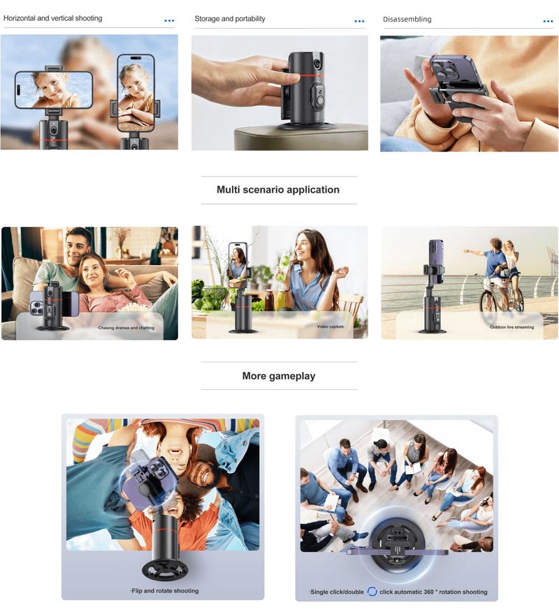 Cubonic P02 AI Intelligent Tracker 360° Auto Face Tracking Smart Rotation Desktop Selfie Gimbal Stabilizer for Smartphone (P02 with Wireless MIc) - Image 4