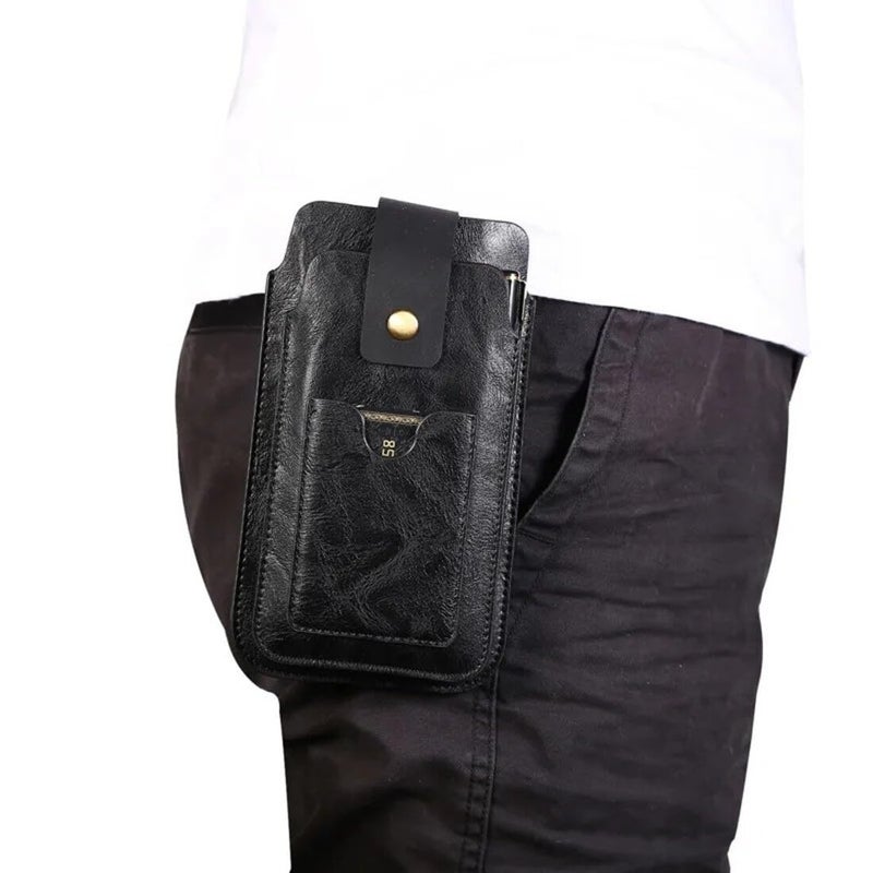 Digital Shoppy 6.5 Inch Retro Vertical Flip Pocket Phone Case Black - Image 5