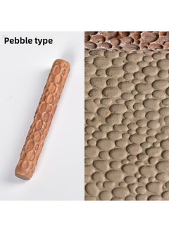 Generic Clay Texture Rolling Pin Wooden Ceramic Tool Pebbles texture mud roll 