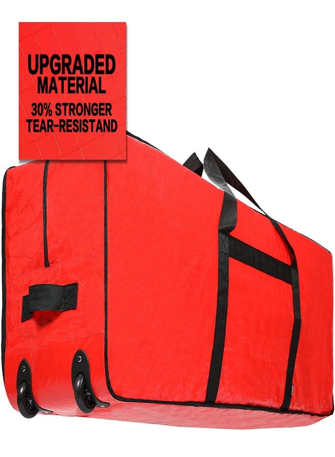 HOMEST Christmas Tree Storage Bag, Fits for 7.5 ft Artificial Xmas Tree, Zippered Christmas Tree Bag with Reinforced Carrying Handles and Wheels, Red (Bag Only) - Image 3