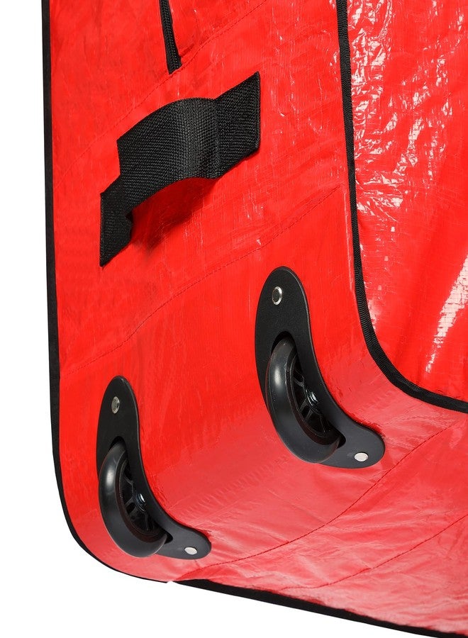 HOMEST Christmas Tree Storage Bag, Fits for 7.5 ft Artificial Xmas Tree, Zippered Christmas Tree Bag with Reinforced Carrying Handles and Wheels, Red (Bag Only) - Image 4