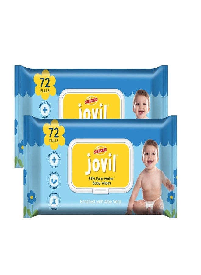Selzer Jovil Soft Cleansing Baby Wipes with Lid | 72 Wipes x Pack of 2-144 Wipes | Extra Thick & Moist Wet Wipes for Baby's | Prevents Rashes & Redness with Goodness of Aloe Vera, Vitamin E - Image 1