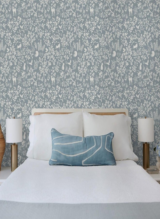 Timeet Peel and Stick Wallpaper Grey Floral Wallpaper 16.14"x118.11" Cats/Birds/Trees Wallpaper Modern Flower Wallpaper Self Adhesive Removable Wallpaper for Walls Covering - Image 2