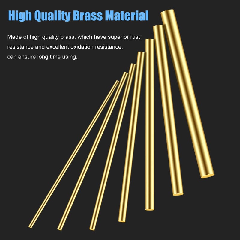 DYWISHKEY Brass Round Rods Bar Assorted, Diameter 2-8mm for DIY Craft Tool (24 Pieces) - Image 2