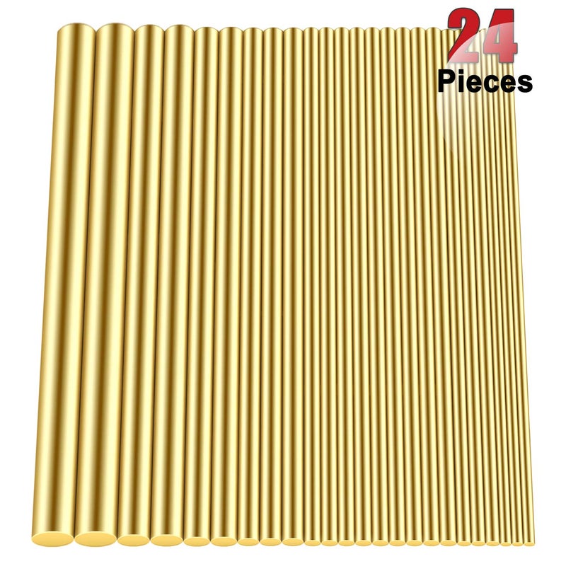 DYWISHKEY Brass Round Rods Bar Assorted, Diameter 2-8mm for DIY Craft Tool (24 Pieces) - Image 1