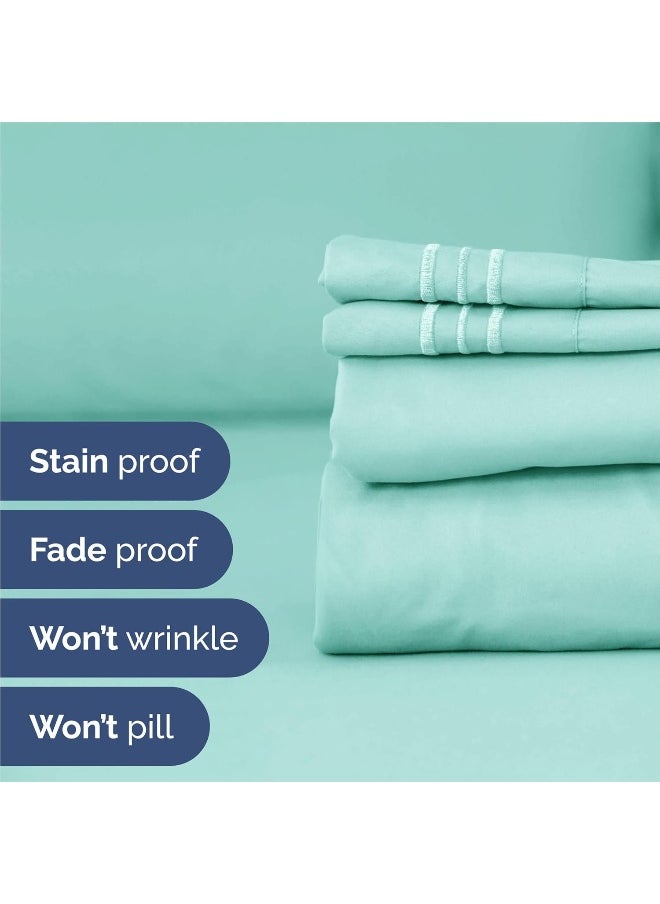 CGK Unlimited - King Size 4 Piece Sheet Set - Comfy Breathable & Cooling Sheets - Hotel Luxury Bed Sheets for Women & Men - Deep Pockets, Easy-Fit, Extra Soft & Wrinkle Free Sheets - Spa Blue Oeko-Tex Bed Sheet Set - Image 1