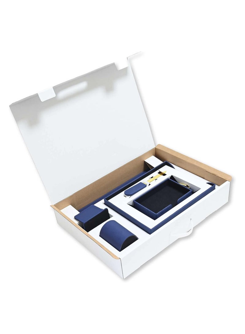 FIS 6-Piece FIS Executive Desk Set Italian PU, Blue - FSDS181BL - Image 3