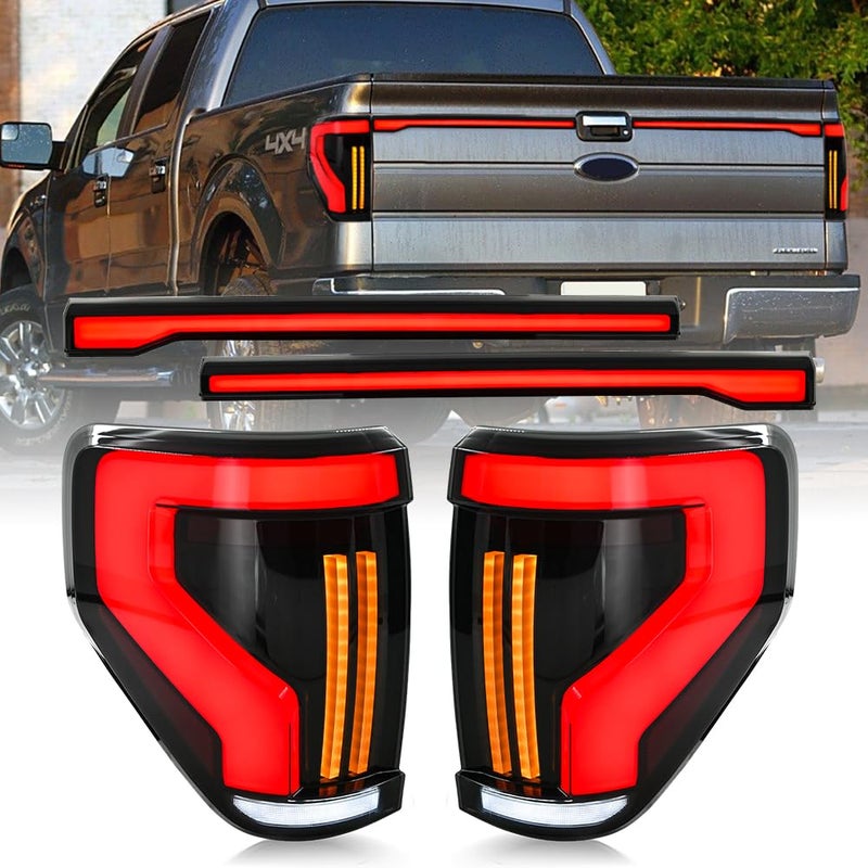 Tail Lights Compatible with Ford F150 F150 Pickup 20092014 12th Gen Taillight Assembly with Tailgate LightAnimationSequential Turn Signal Driver Passenger Side Rear Lamp Smoke Lens