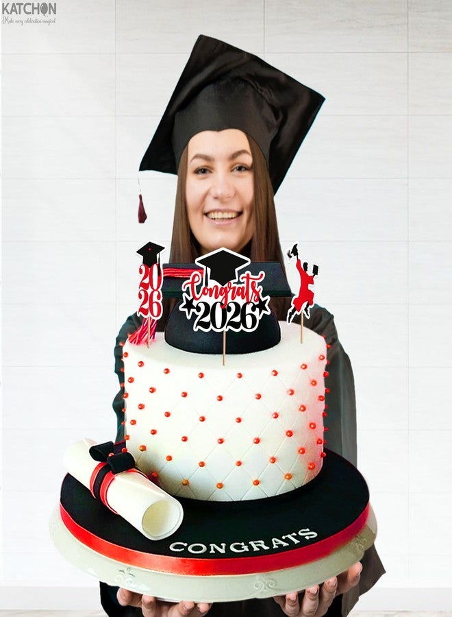 KatchOn, Red and Black Graduation Cake Topper 2026 - Pack of 36 | Graduation Cupcake Toppers 2026 for Graduation Decorations 2026 | 2026 Graduation Decorations, 2026 Graduation Cupcake Toppers - Image 5