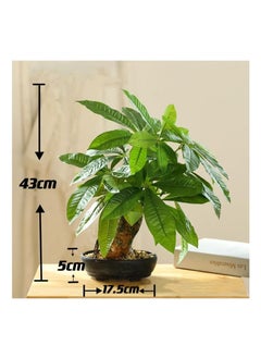 Generic Artificial Plants Bonsai Simulation Plastic Green Plants Wealth Tree 43cm Suitable for Indoor Home Decoration, Office Living Room, Hotel Outdoor Greening (with Flower Pots)  - Image 3