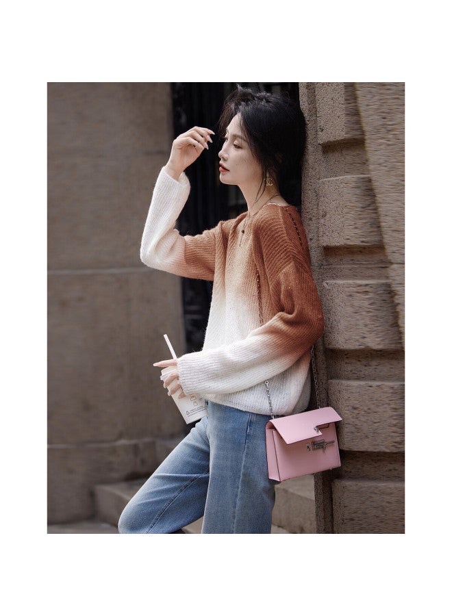 dme Demana (dingdai'er Styling) Spring And Autumn Artistic Gradient Wool-blend Sweater, Lazy-fit Knit Top For Women  - Image 1