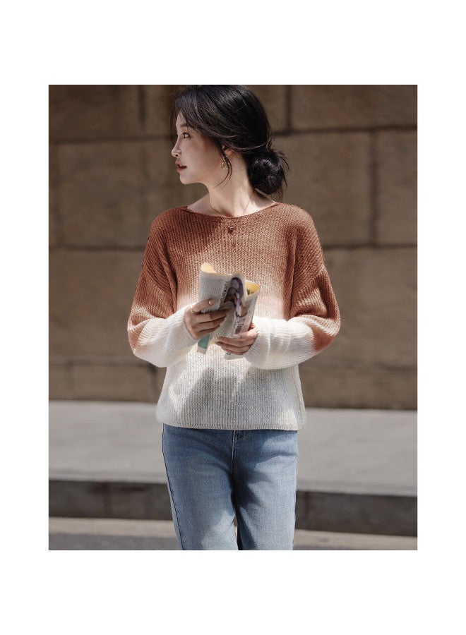dme Demana (dingdai'er Styling) Spring And Autumn Artistic Gradient Wool-blend Sweater, Lazy-fit Knit Top For Women  - Image 4