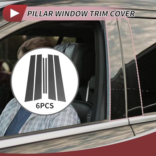 HEROFFIX 6 Pcs Door Pillar Window Trim for Nissan Altima 2002-2006 Front Rear Left Right Anti Scratch Sticker Pillar Posts Cover Carbon Fiber Pattern Black - Image 2