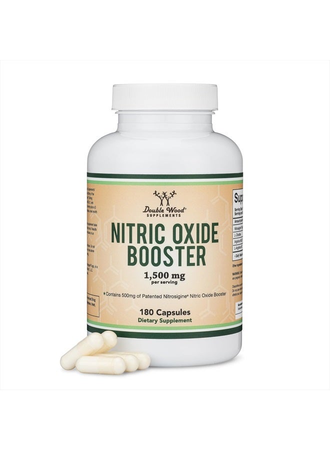 Double Wood Supplements Nitric Oxide Supplement (Stim Free Pre Workout) - Nitric Oxide Booster with Nitrosigine, L Arginine, and L Citrulline (Clinically Studied to Boost No2 Nitric Oxide Flow) 180 Capsules by Double Wood  - Image 1