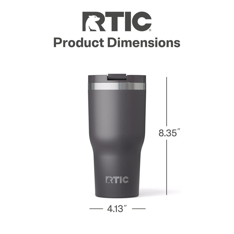 RTIC كوب RTIC سعة 30 أونصة الأساسي مع غطاء، مبطن بالسيراميك، معزول، من الفولاذ المقاوم للصدأ، معدني، جدار مزدوج مع عزل فراغ، كوب سفر للقهوة المثلجة، الشاي، المشروبات الساخنة والباردة، رمادي - Image 5