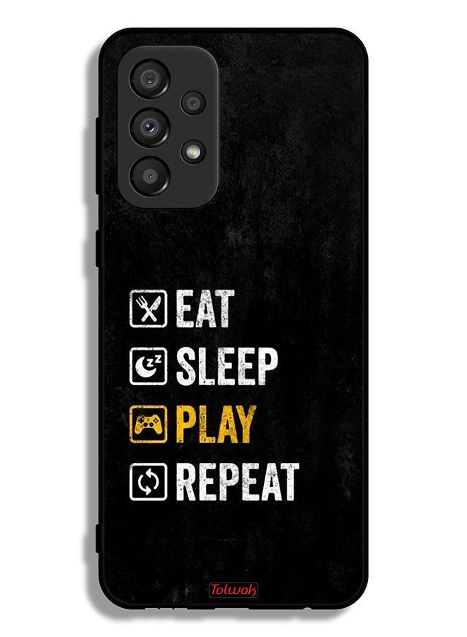 Tolwak Samsung Galaxy A33 5G Protective Case Cover Eat Sleep Play Repeat - Image 1