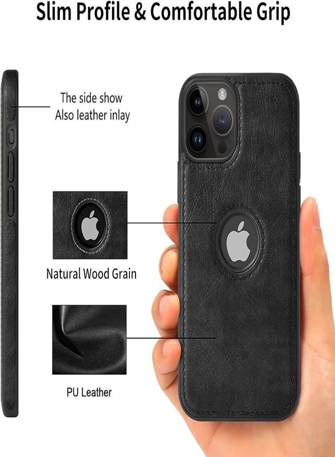 ثسؤشسث جراب هاتف محمول جلد عتيق فاخر لـ iphone15Pro مقاوم للخدش ومقاوم للاهتراء جراب واقي للهاتف المحمول أسود - Image 3
