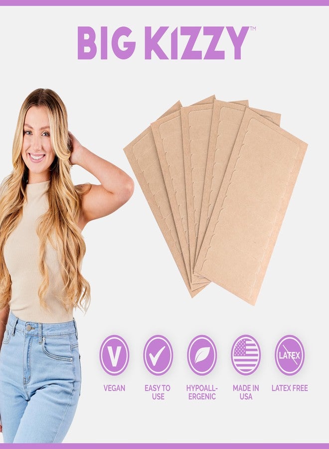 Big Kizzy Single Sided Original Brown Tape Tabs for Hair Extensions - Strong Hold and Residue Free One Sided Tape for Extensions - 5-7+ Weeks of wear - 60 tabs - Image 3