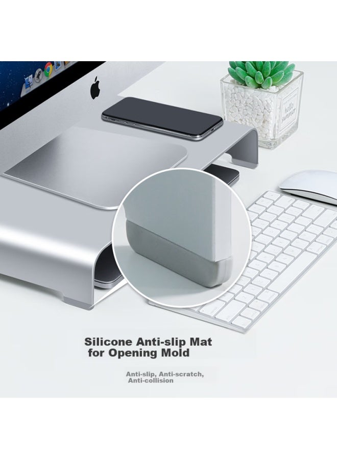 Deer Is Luwai Monitor Riser Stand, Laptop Stand, Aluminum Alloy Cooling Stand, Keyboard Storage Rack, 50*22*6cm Large Size, 6cm Height - Silver, Zg1031 - Image 5