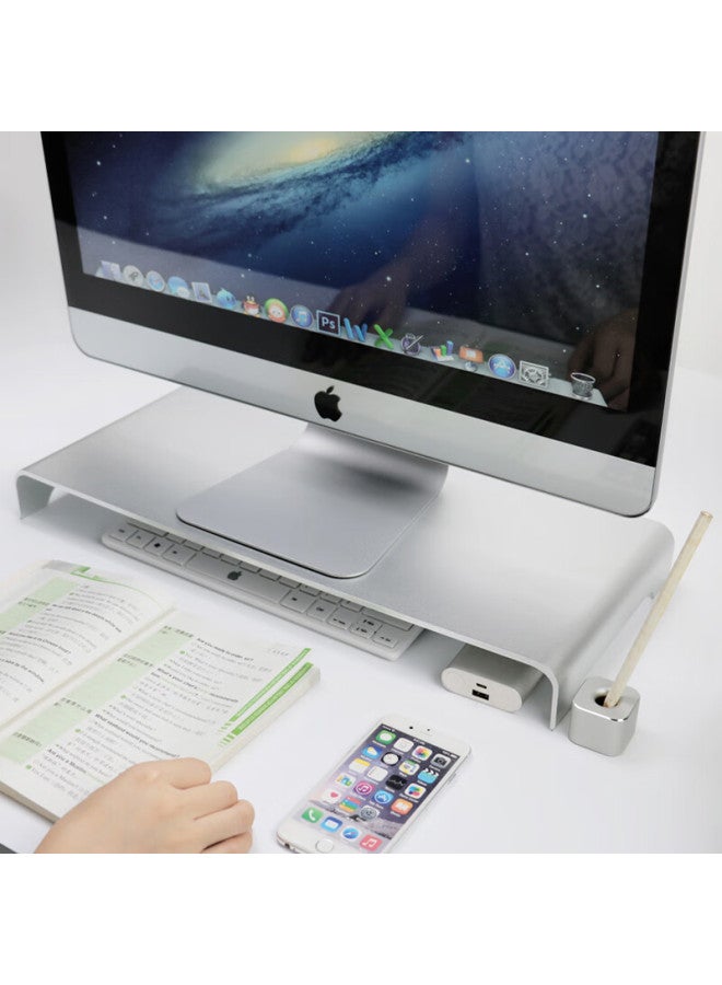 Deer Is Luwai Monitor Riser Stand, Laptop Stand, Aluminum Alloy Cooling Stand, Keyboard Storage Rack, 50*22*6cm Large Size, 6cm Height - Silver, Zg1031 - Image 2